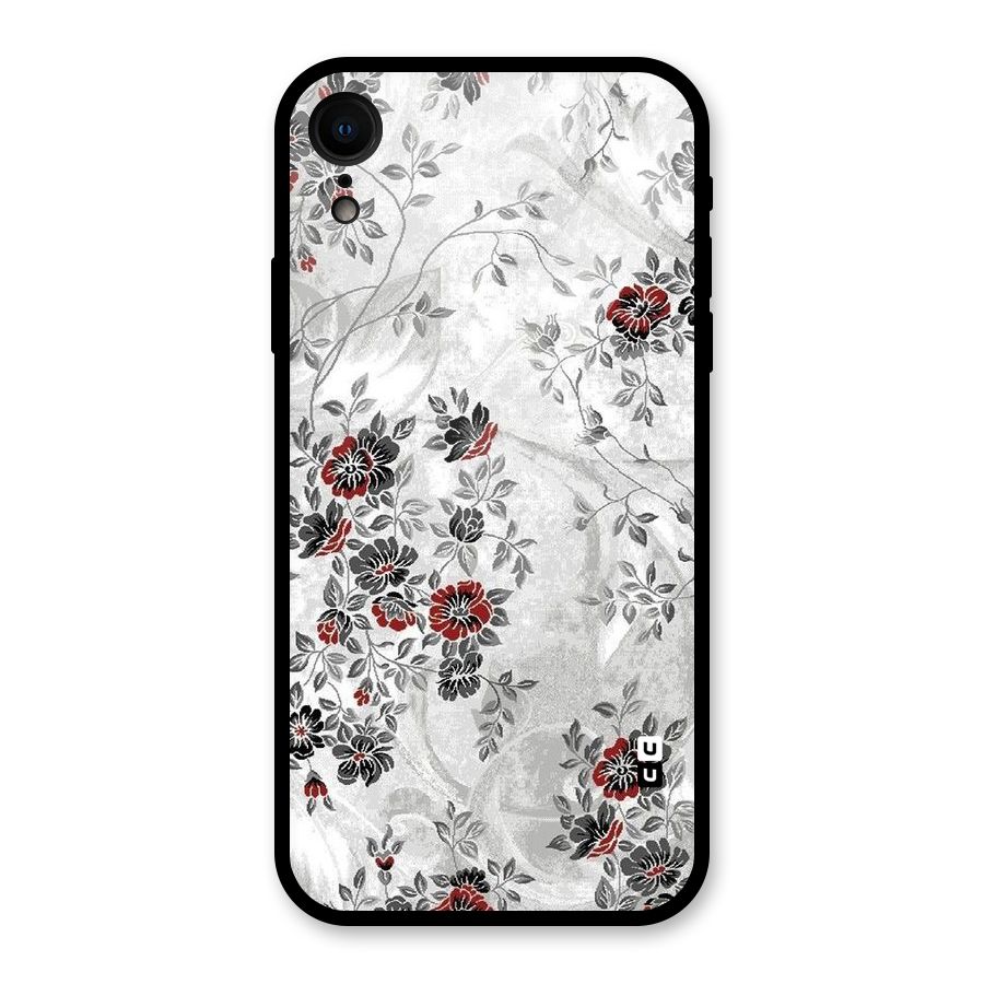Pleasing Grey Floral Glass Back Case for iPhone XR