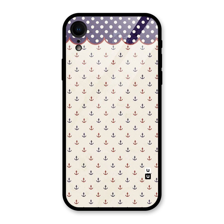 Polka Anchor Glass Back Case for iPhone XR
