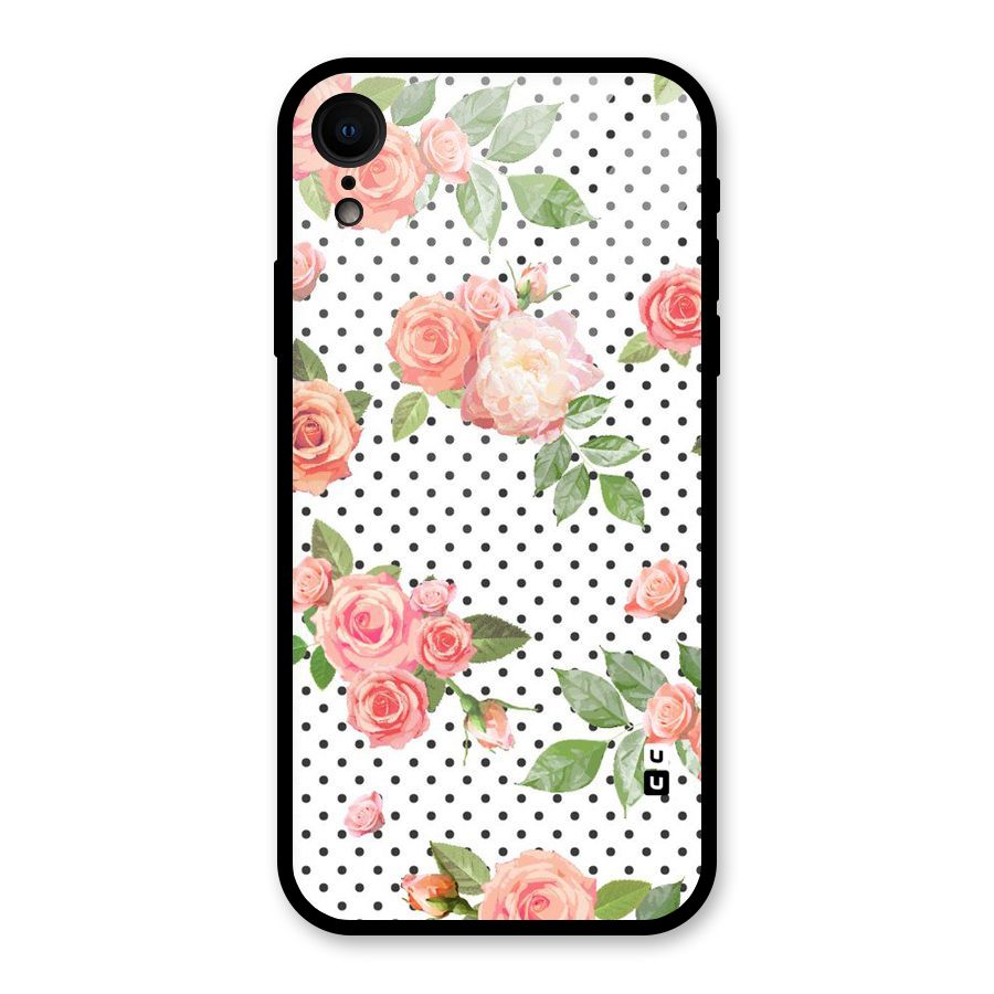 Polka Bloom White Glass Back Case for iPhone XR