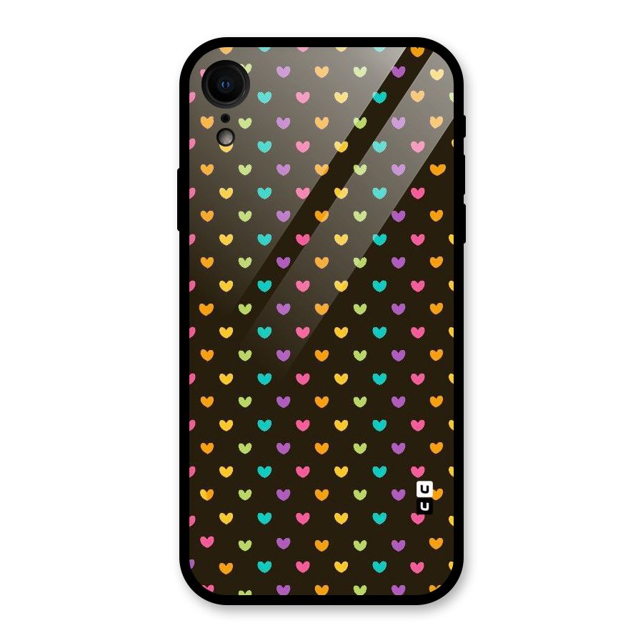 Rainbow Hearts Glass Back Case for iPhone XR