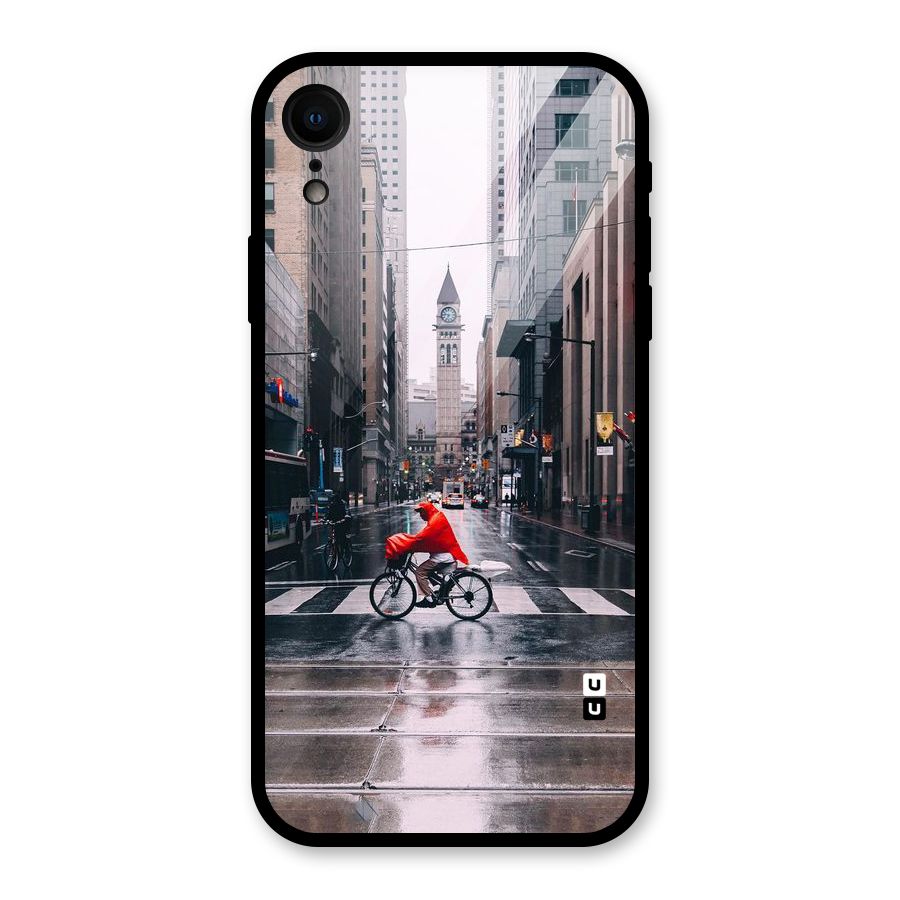 Red Bicycle Street Glass Back Case for iPhone XR