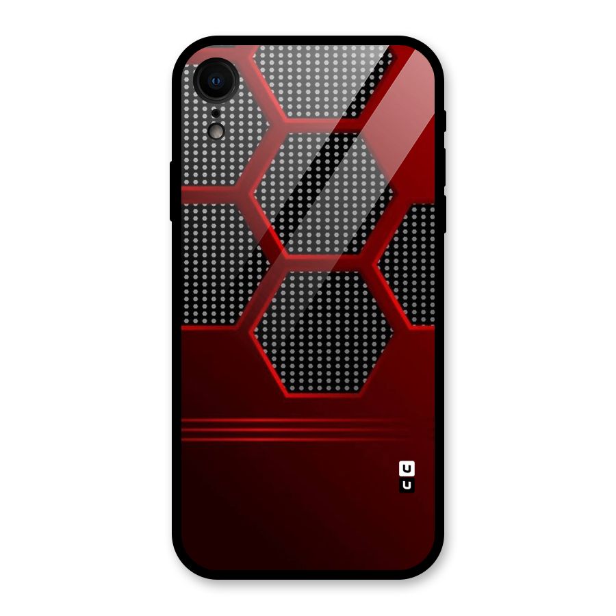 Red Black Hexagons Glass Back Case for iPhone XR