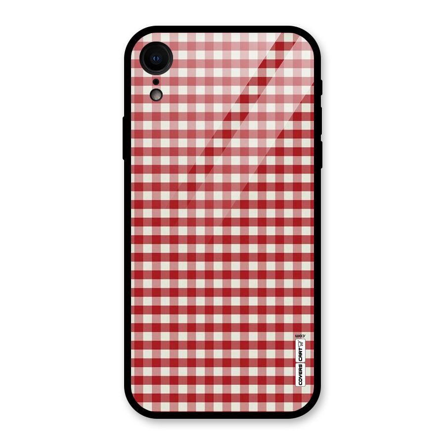 Red White Check Glass Back Case for iPhone XR