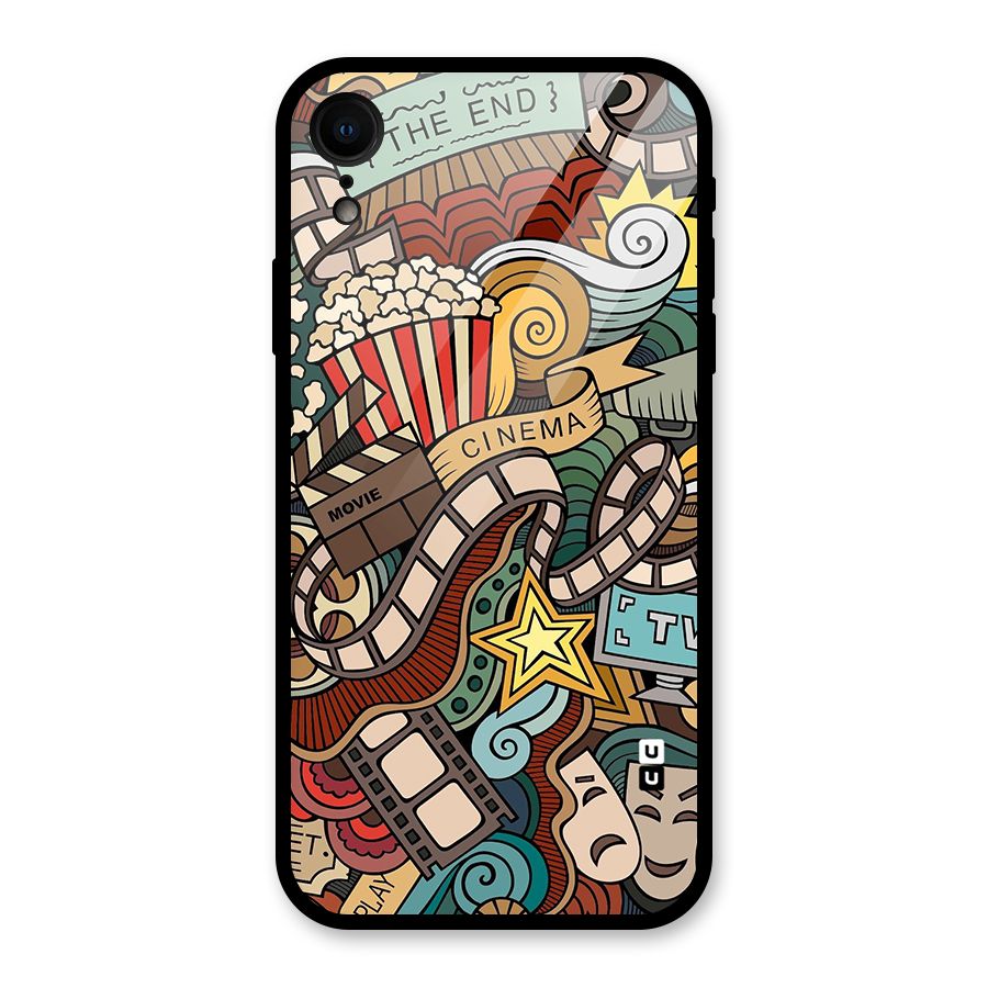 Retro Doodle Art Glass Back Case for iPhone XR