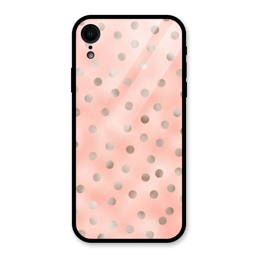 RoseGold Polka Dots Glass Back Case for iPhone XR