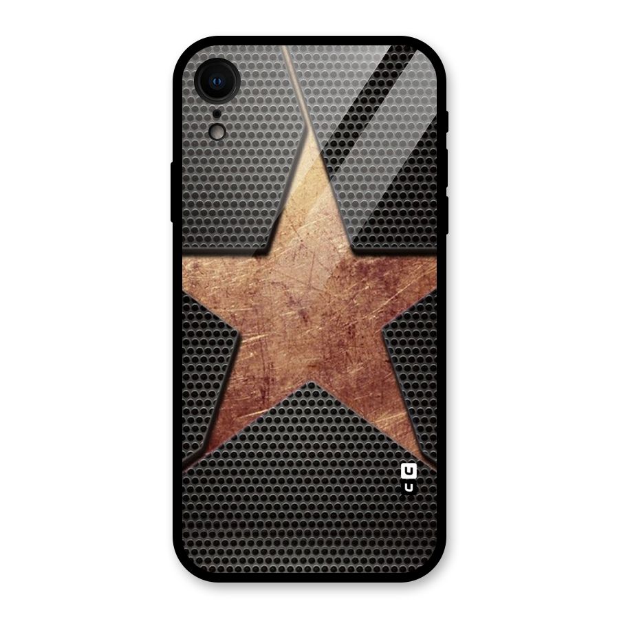 Rugged Gold Star Glass Back Case for iPhone XR