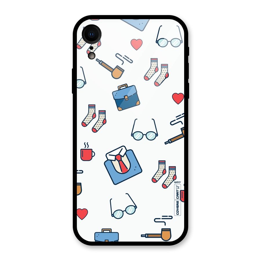 Shirt Spectacles Pattern Glass Back Case for iPhone XR