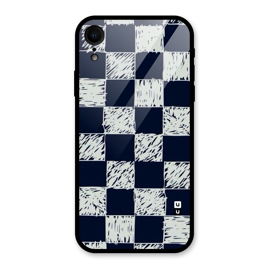 Sketchy Check Design Glass Back Case for iPhone XR