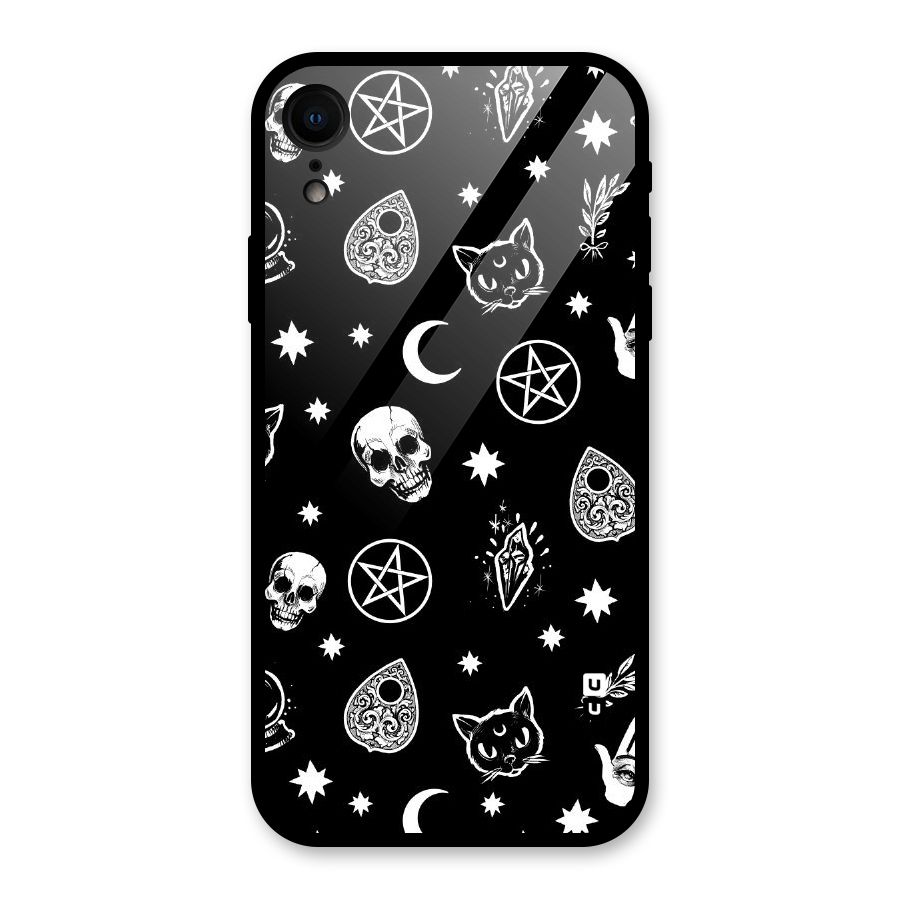 Skull Moon Design Glass Back Case for iPhone XR