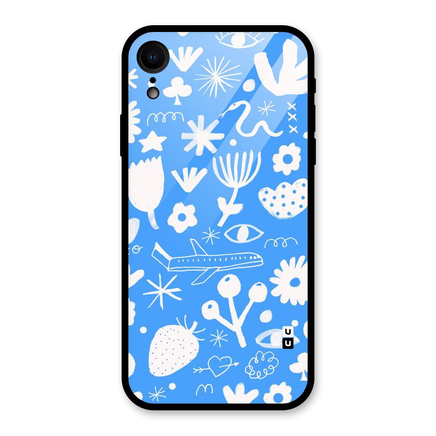 Space Blue Pattern Glass Back Case for iPhone XR