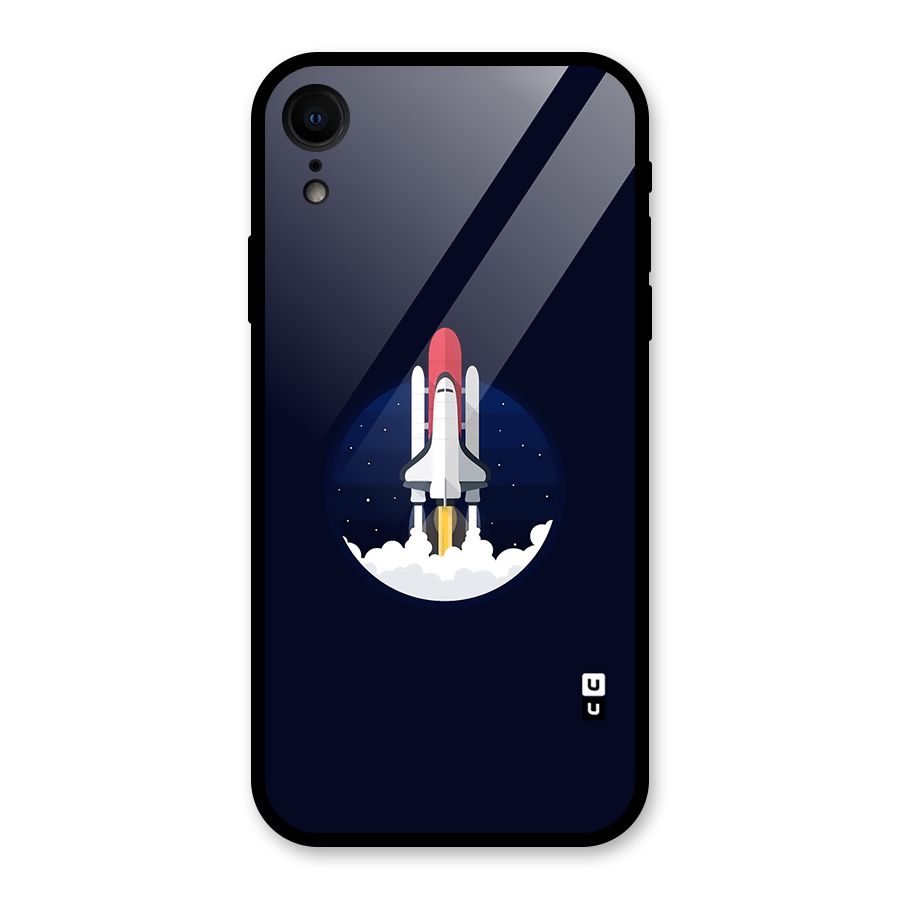 Space Rocket Minimal Glass Back Case for iPhone XR
