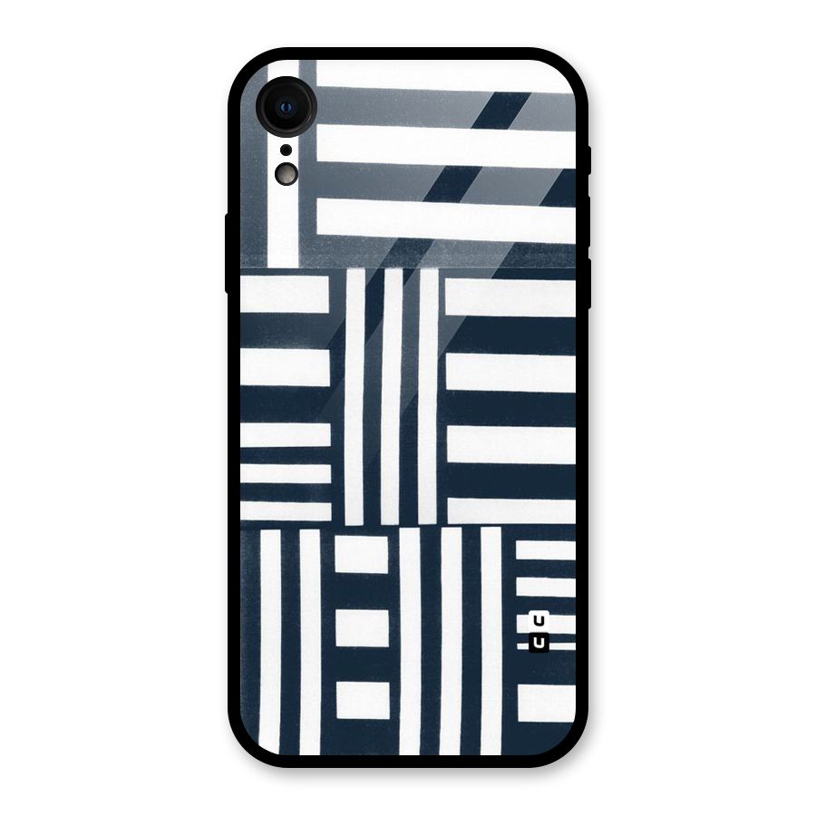 Square  Stripes Glass Back Case for iPhone XR