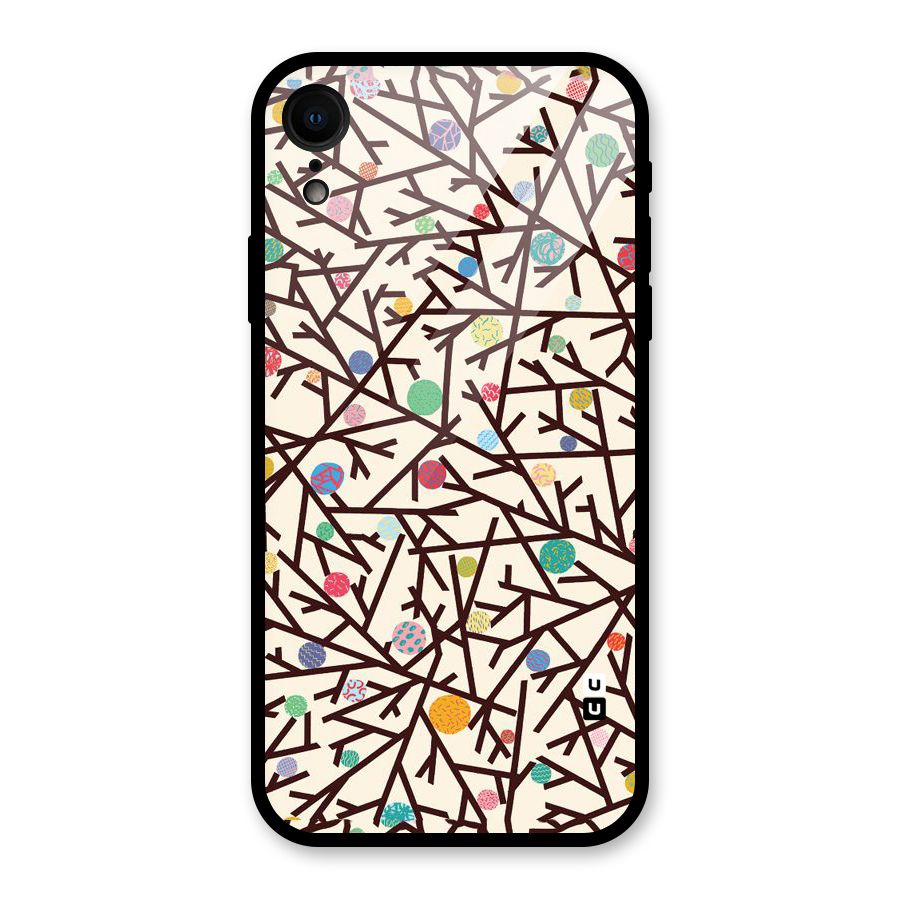 Stem Pattern Glass Back Case for iPhone XR