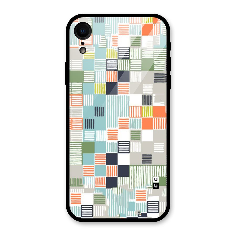 Tiny Boxes Stripes Glass Back Case for iPhone XR
