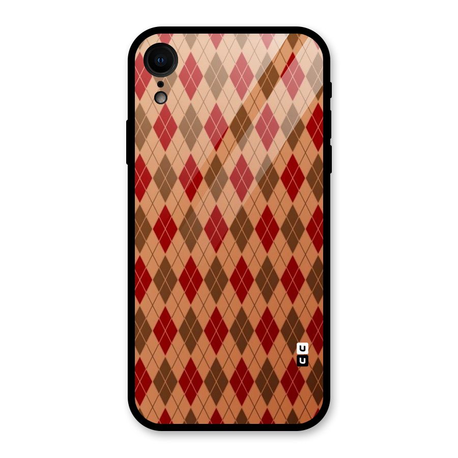 Tiny Checks Diamond Glass Back Case for iPhone XR