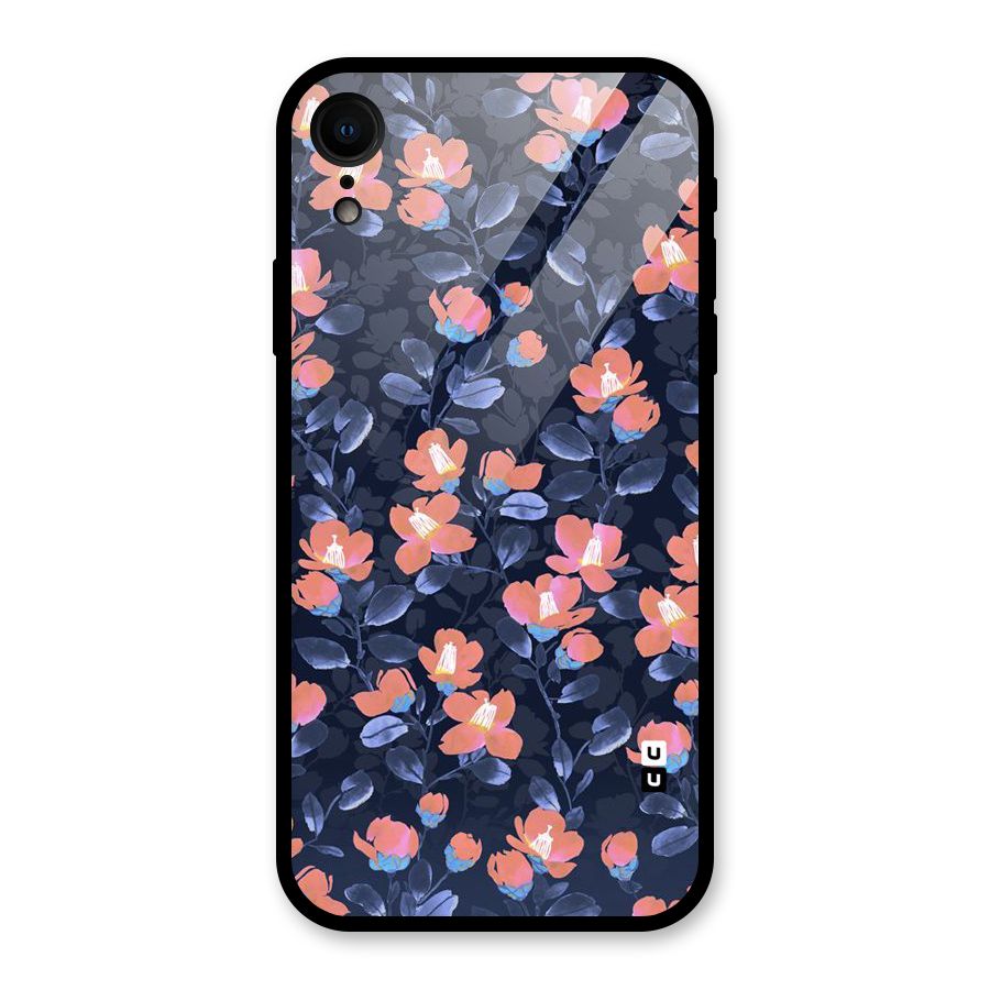 Tiny Peach Flowers Glass Back Case for iPhone XR