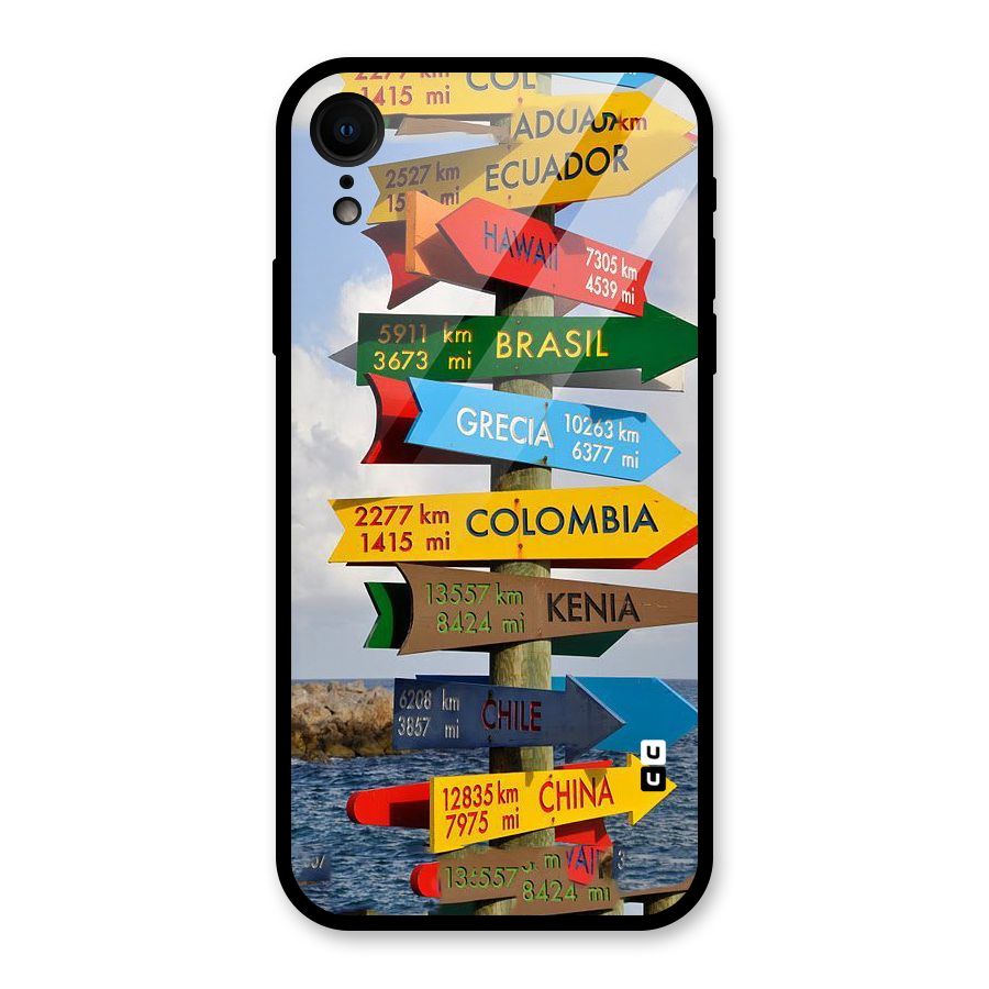 Travel Directions Glass Back Case for iPhone XR