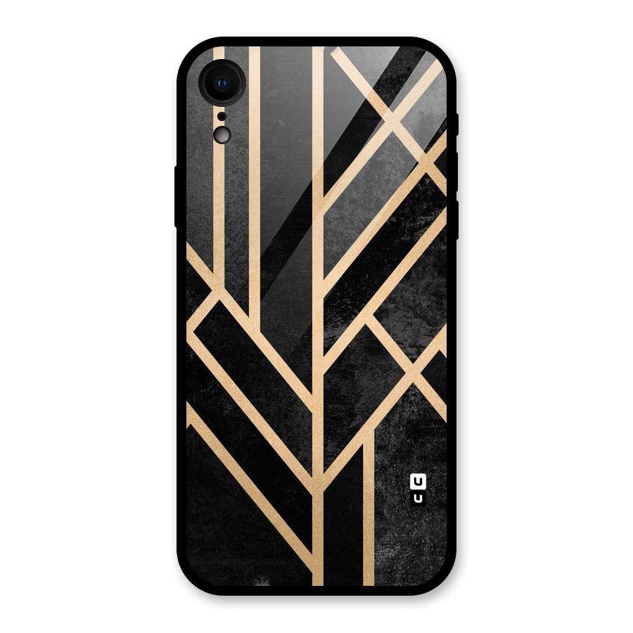 Tri Lines Gold Glass Back Case for iPhone XR
