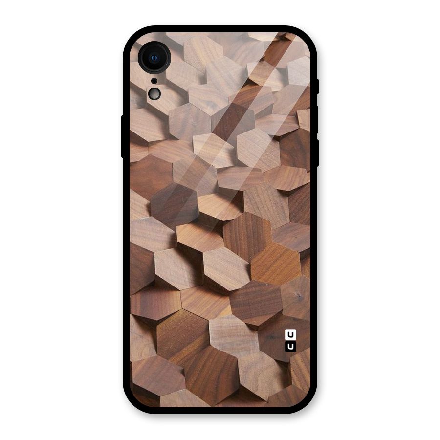 Uplifted Wood Hexagons Glass Back Case for iPhone XR