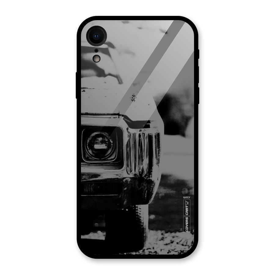 Vintage Car Black and White Glass Back Case for iPhone XR
