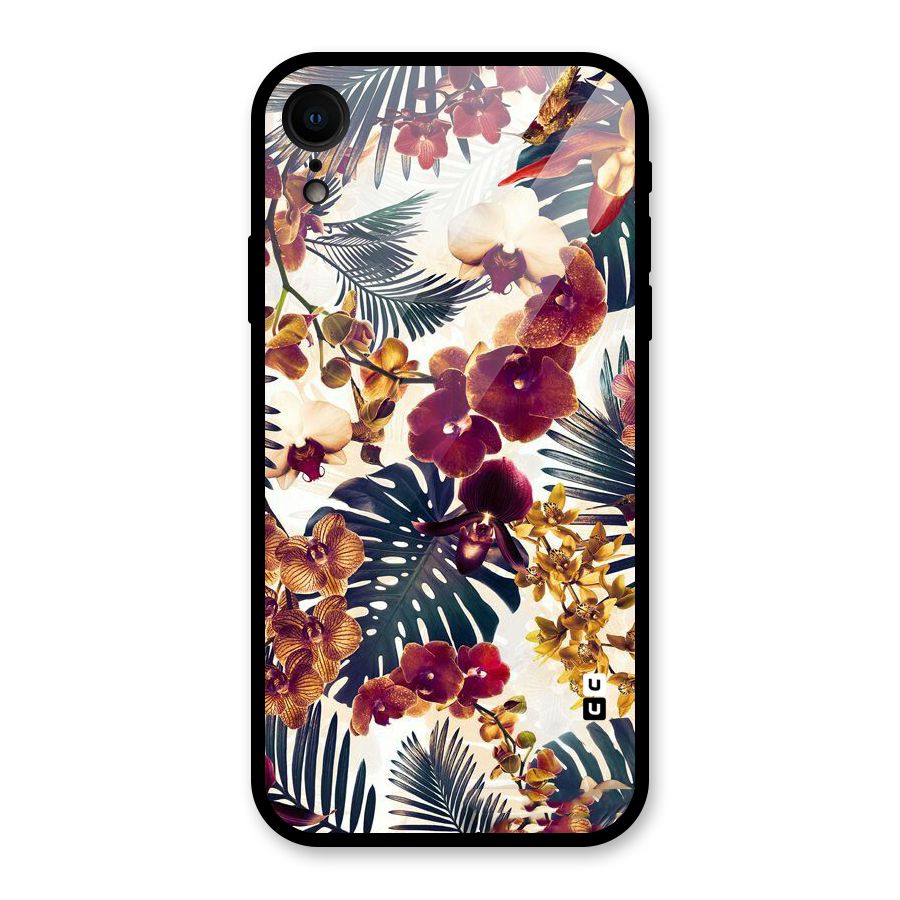 Vintage Rustic Flowers Glass Back Case for iPhone XR