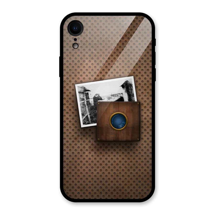 Vintage Wood Camera Glass Back Case for iPhone XR