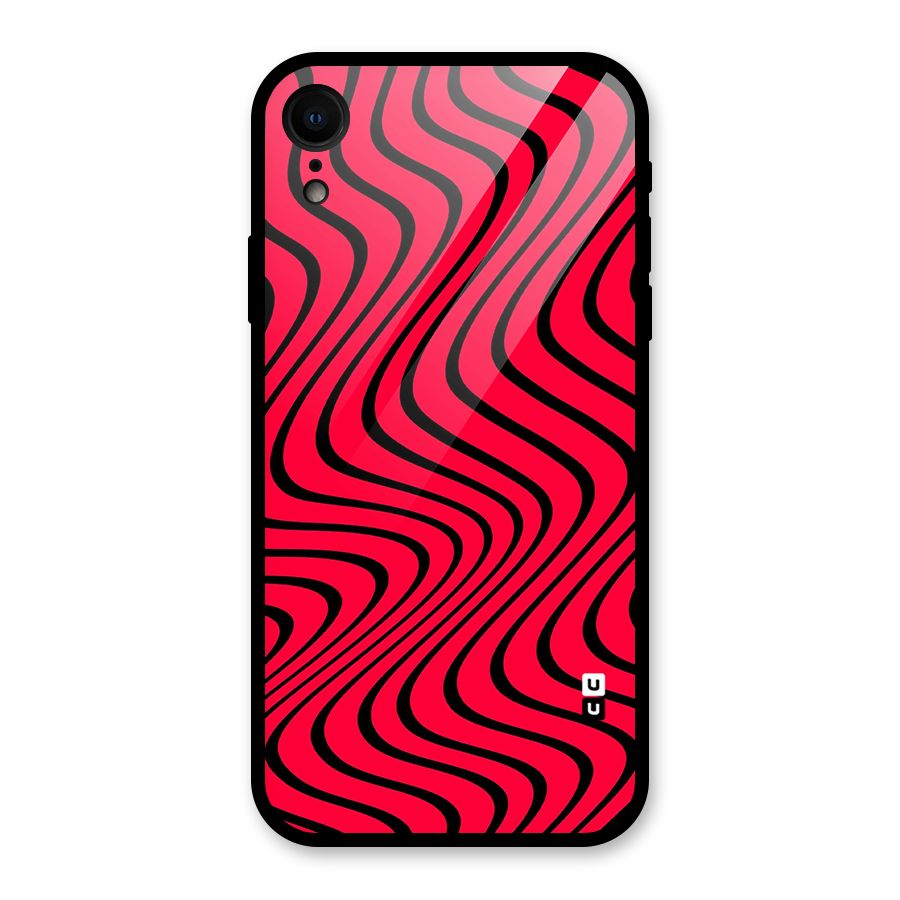 Waves Pattern Print Glass Back Case for iPhone XR