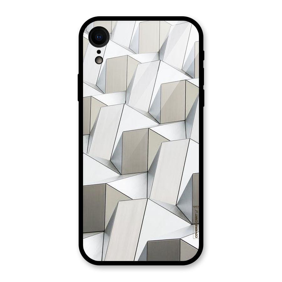 White Abstract Art Glass Back Case for iPhone XR