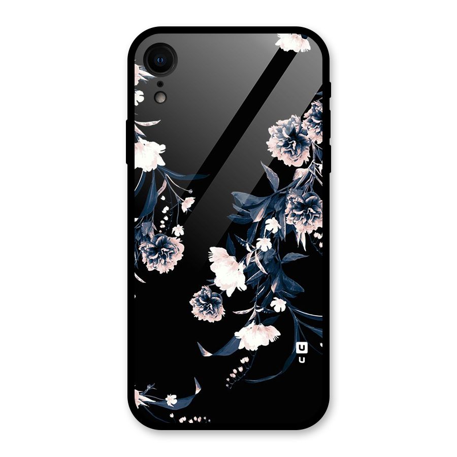 White Flora Glass Back Case for iPhone XR