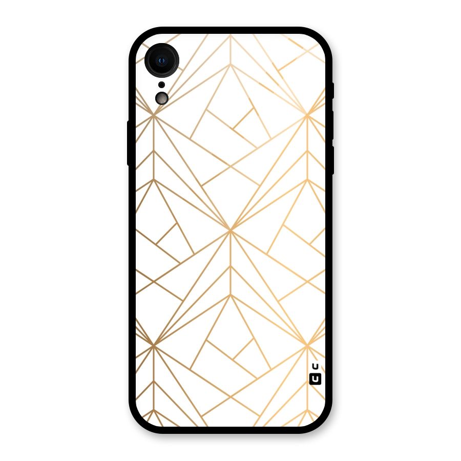 White Golden Zig Zag Glass Back Case for iPhone XR