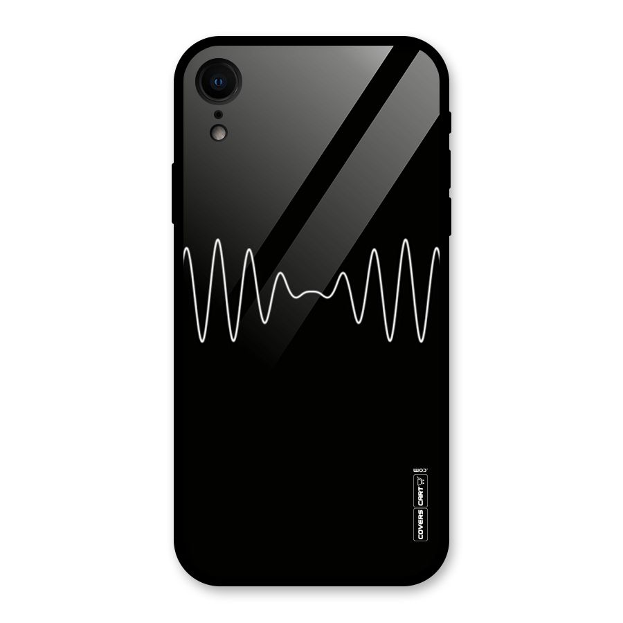 White Minimal Thread Glass Back Case for iPhone XR