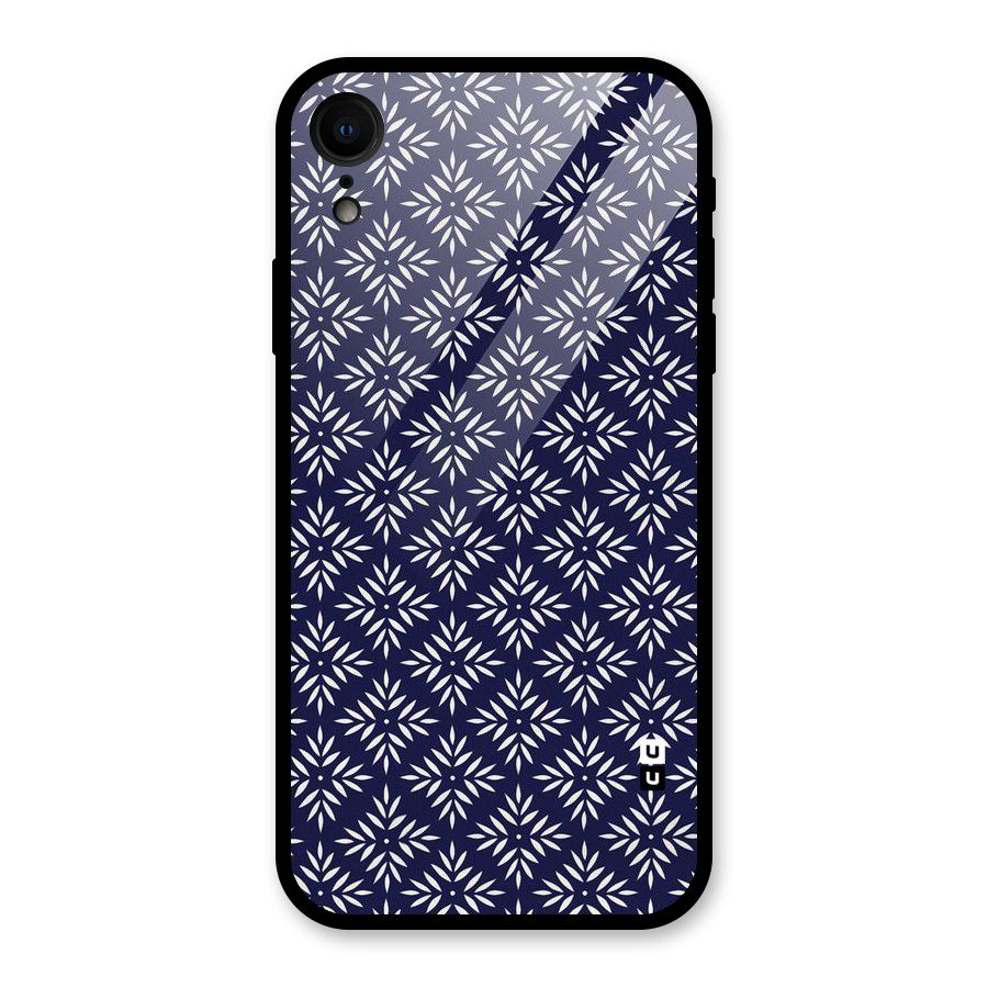 White Petals Pattern Glass Back Case for iPhone XR