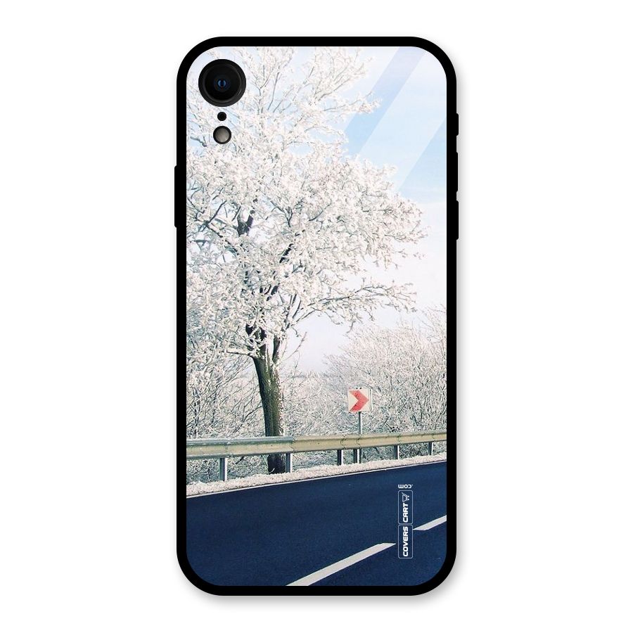 White Snow Tree Glass Back Case for iPhone XR