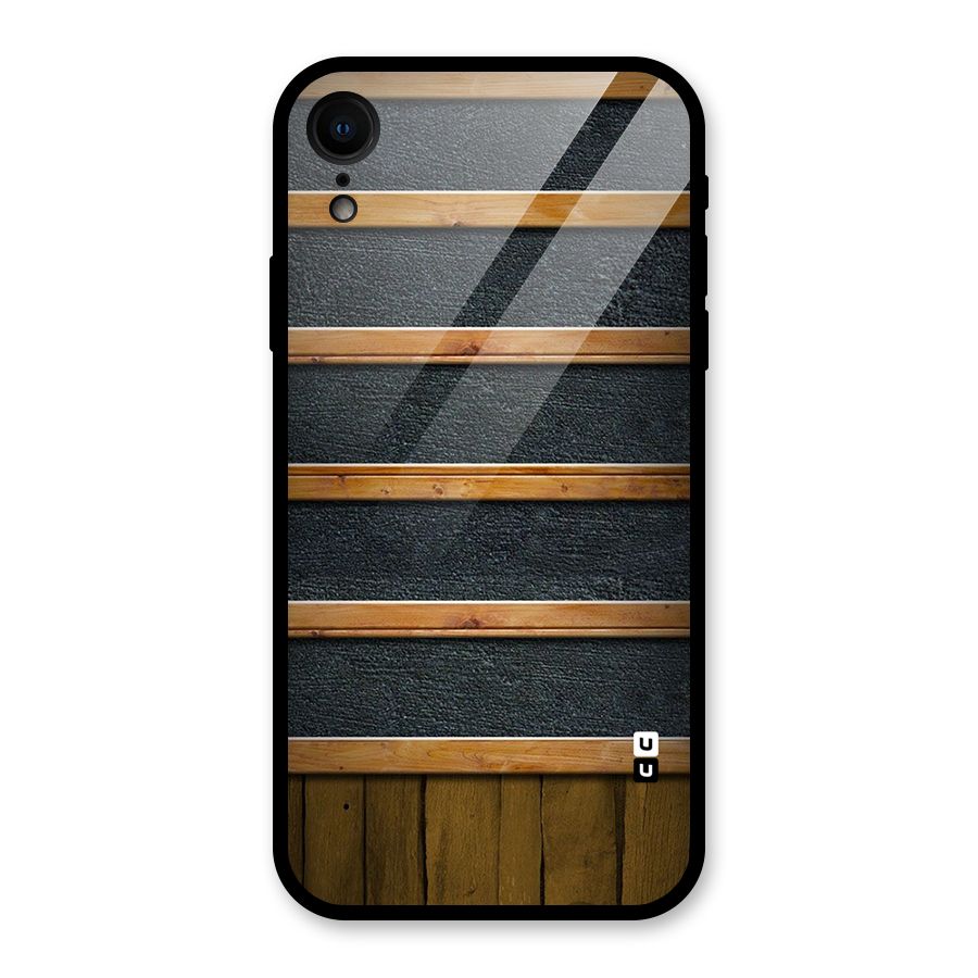Wood Design Glass Back Case for iPhone XR