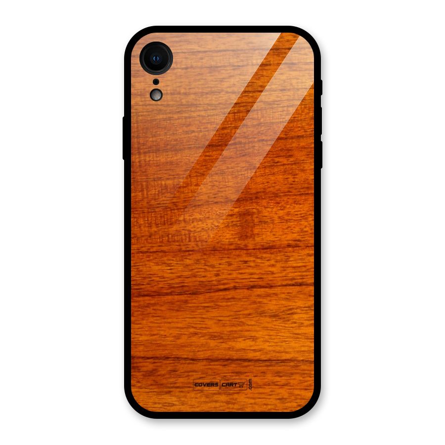 Wood Texture Design Glass Back Case for iPhone XR