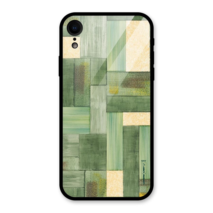 Wooden Green Texture Glass Back Case for iPhone XR
