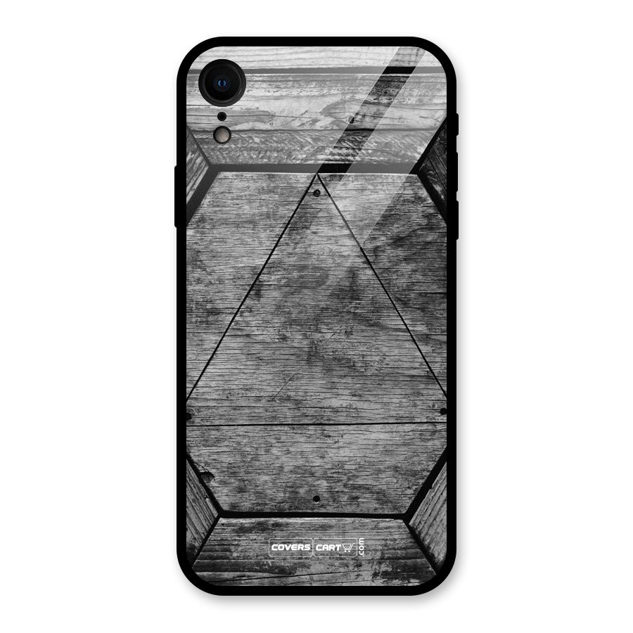 Wooden Hexagon Glass Back Case for iPhone XR