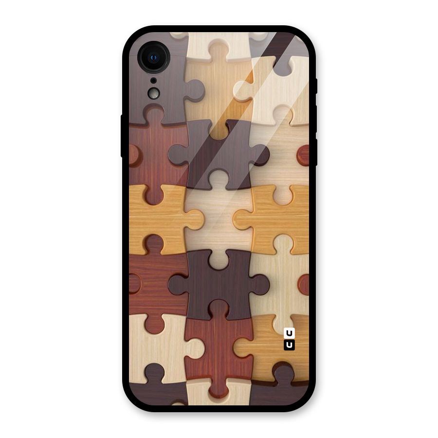Wooden Puzzle (Printed) Glass Back Case for iPhone XR
