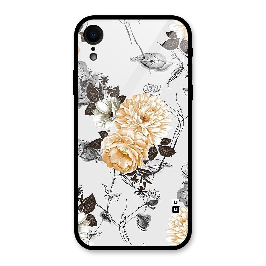 Yellow Floral Glass Back Case for iPhone XR