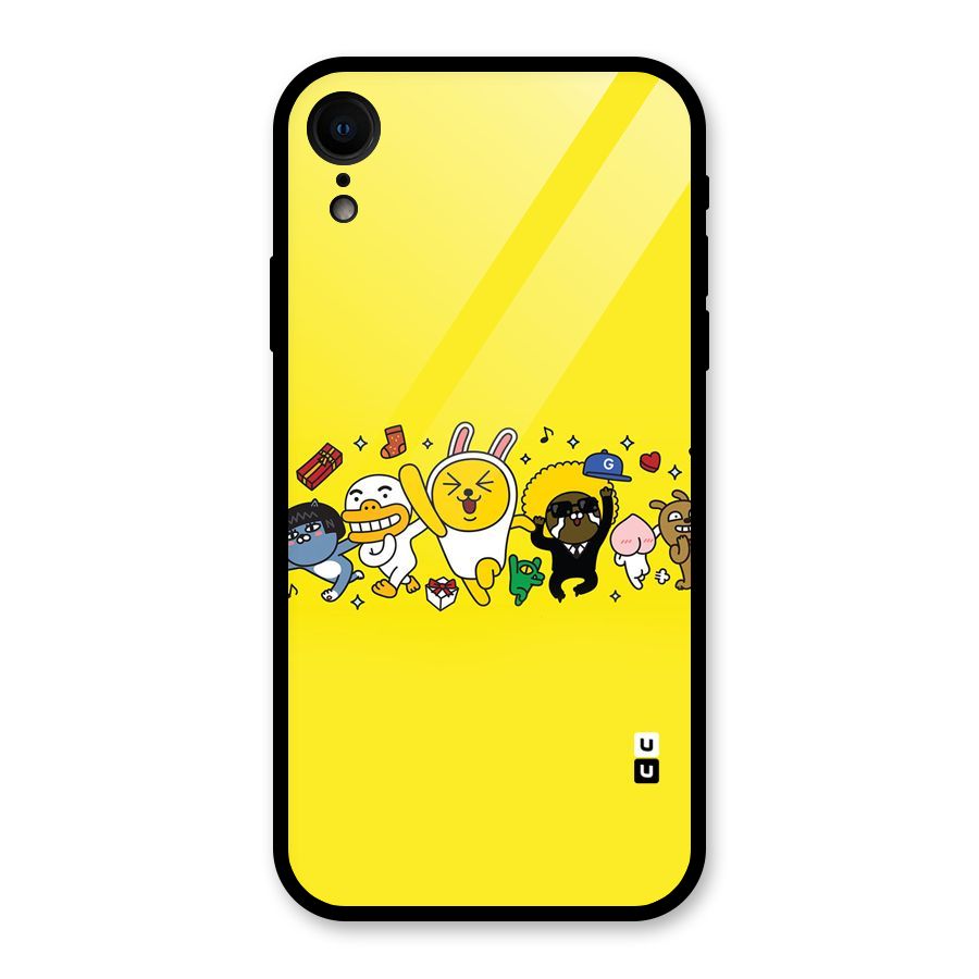 Yellow Friends Glass Back Case for iPhone XR