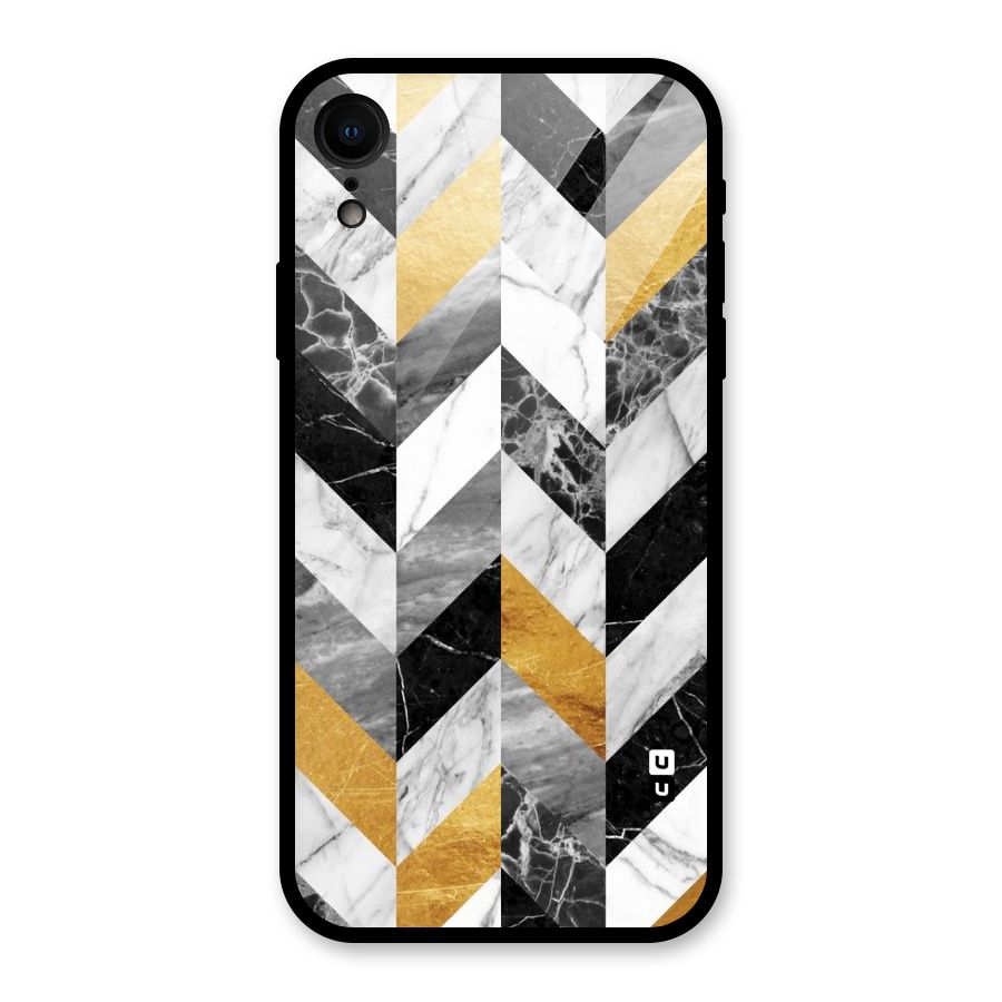 Yellow Grey Marble Glass Back Case for iPhone XR
